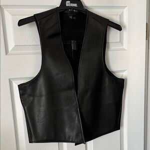 Men's Black Leather Bar Vest